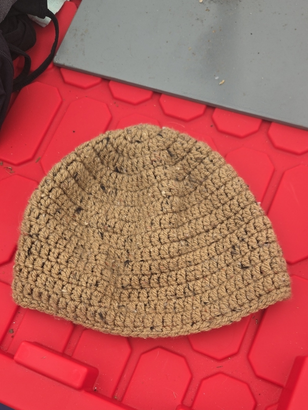Source Unknown Women's Crochet Beanie Hat - Tan with Brown Flecks